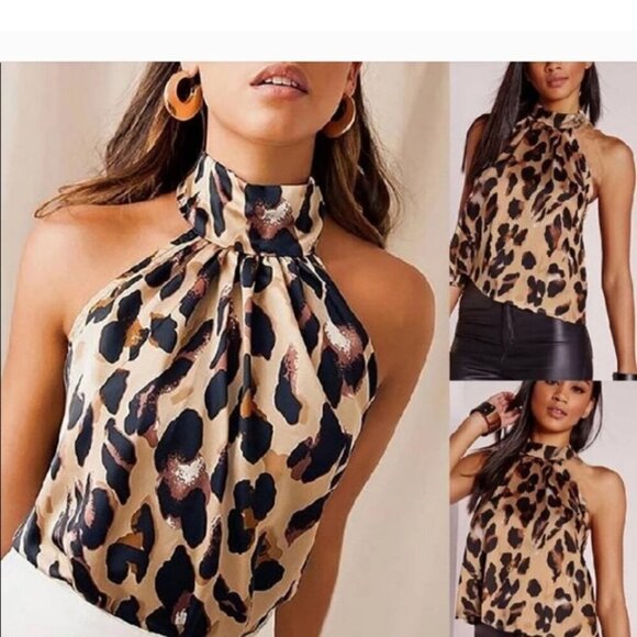 Gorgeous Womens Leopard Print Summer Top  L - Picture 1 of 5